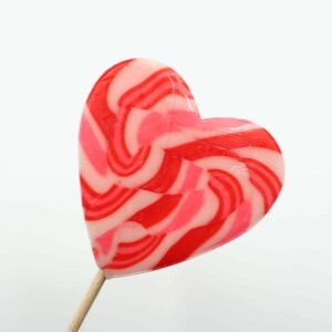 Heart Spiral Red & White Lolly